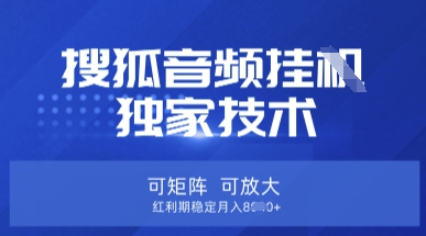 【搜狐音频挂G】独家技术，可矩阵可放大，红利期稳定月入8k【揭秘】 - 搞薯条网-搞薯条网