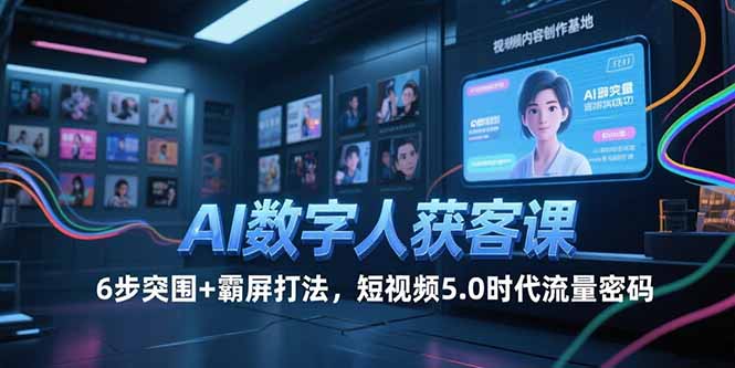 AI数字人获客课，6步突围+霸屏打法，短视频5.0时代流量密码 - 搞薯条网-搞薯条网