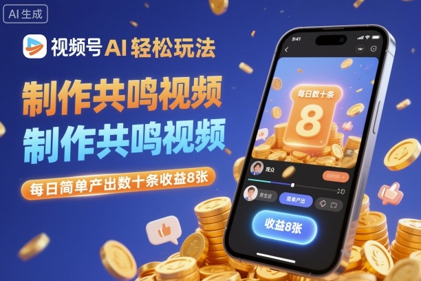 视频号AI轻松玩法，制作共鸣视频，每日简单产出数十条收益8张-搞薯条网