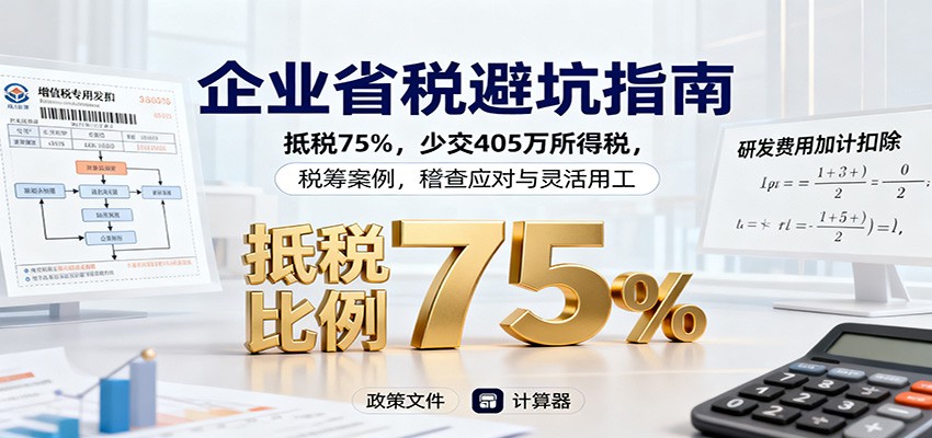 企业省税避坑指南:抵税75%,少交405万所得税,税筹案例,稽查应对与灵活用工-搞薯条网