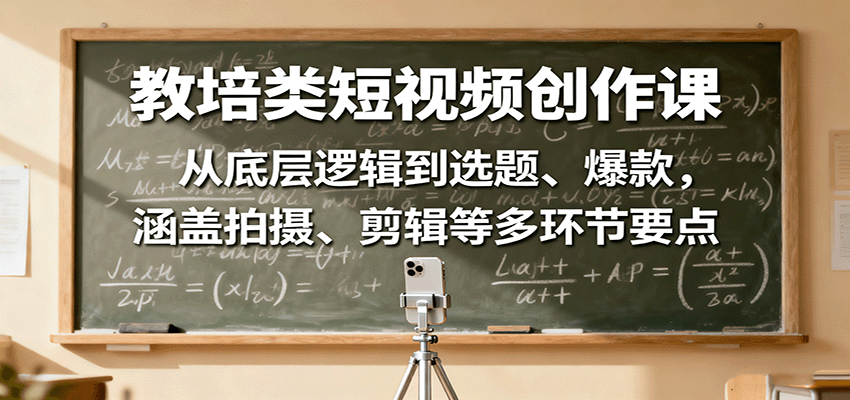教培类短视频创作课：从底层逻辑到选题、爆款，涵盖拍摄、剪辑等多环节要点 - 搞薯条网-搞薯条网