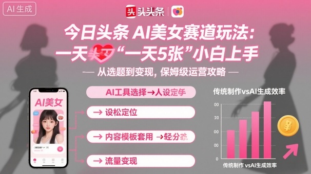 今日头条AI美女赛道玩法,一天轻松5张,小白轻松上手-搞薯条网