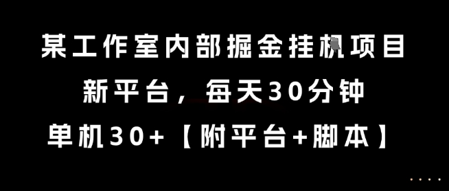 某工作室内部掘金挂G项目，新平台，每天30分钟，单机30+【揭秘】 - 搞薯条网-搞薯条网