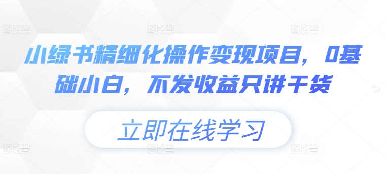 小绿书精细化操作变现项目，0基础小白，不发收益只讲干货 - 搞薯条网-搞薯条网