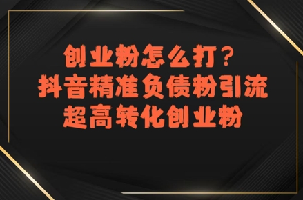 创业粉怎么打？抖音精准负债粉引流，超高转化创业粉 - 搞薯条网-搞薯条网