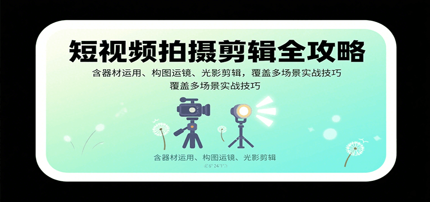 短视频拍摄剪辑全攻略：含器材运用、构图运镜、光影剪辑，覆盖多场景实战技巧 - 搞薯条网-搞薯条网