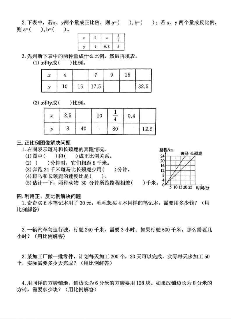 六下数学期中复习必考正反比例填空 - 搞薯条网-搞薯条网