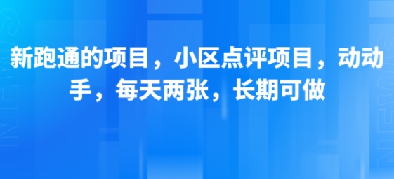 新跑通的项目，小区点评项目，动动手，每天两张，长期可做 - 搞薯条网-搞薯条网