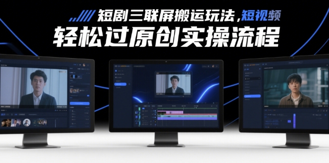 短剧三联屏搬运玩法，短剧搬运轻松过原创实操流程 - 搞薯条网-搞薯条网