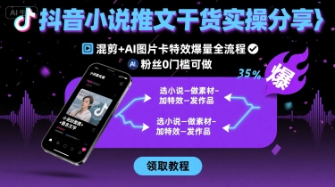 抖音小说推文干货实操分享，混剪+AI图片卡特效爆量全流程，0粉丝0门槛可做 - 搞薯条网-搞薯条网