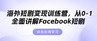 海外短剧变现训练营，从0-1全面讲解Facebook短剧 - 搞薯条网-搞薯条网