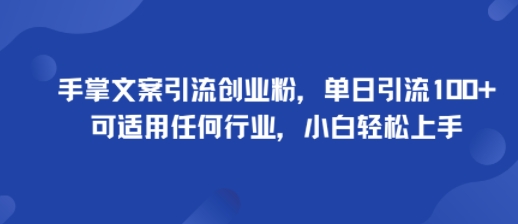 手掌文案引流创业粉，单日引流100+，可适用任何行业，小白轻松上手 - 搞薯条网-搞薯条网