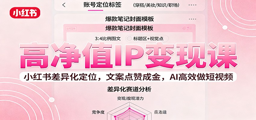 高净值IP变现课：小红书差异化定位，文案点赞成金， AI高效做短视频-搞薯条网