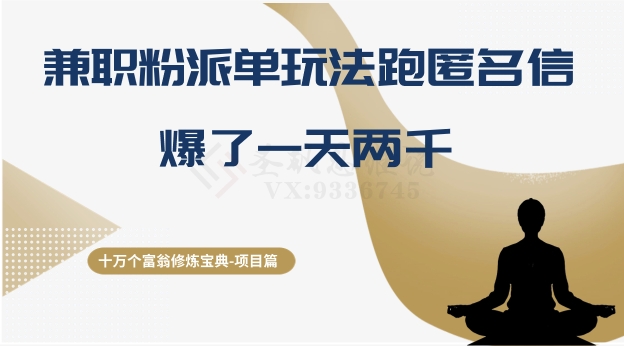 十万个富翁修炼宝典之6.兼职粉派单玩法跑匿名信，爆了一天两千-森森项目库