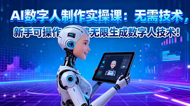 AI数字人制作实操课:无需技术,新手可操作,免费无限生成数字人技术!-搞薯条网