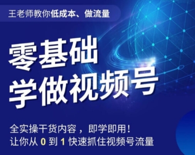 王老师教你低成本、做流量，零基础学做视频号，0-1快速抓住视频号流量 - 搞薯条网-搞薯条网