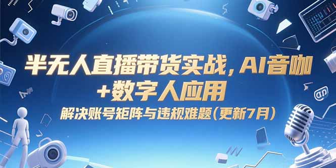 半无人直播带货实战，AI音咖+数字人应用 解决账号矩阵与违规难题(更新7月 - 搞薯条网-搞薯条网
