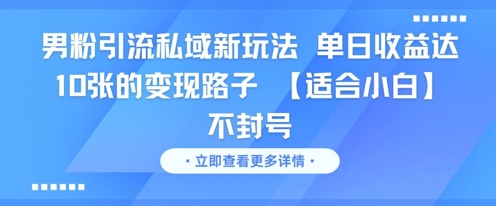 男粉引流私域新玩法，单日收益达10张的变现路子 【适合小白】不封号 - 搞薯条网-搞薯条网