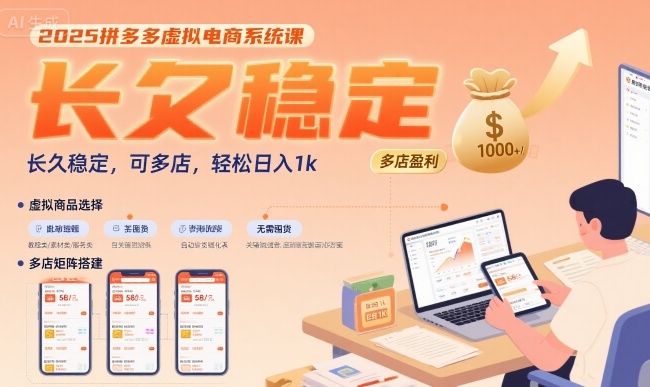 2025拼多多虚拟电商系统课，长久稳定，可多店，轻松日入1k - 搞薯条网-搞薯条网