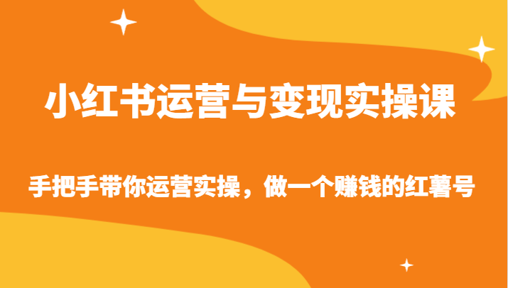 小红书运营与变现实操课-手把手带你运营实操，做一个赚钱的红薯号 - 搞薯条网-搞薯条网
