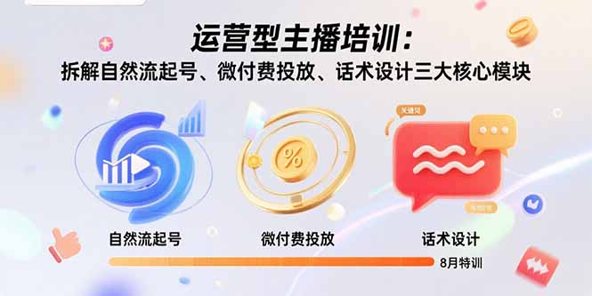 运营型主播培训：拆解自然流起号、微付费投放、话术设计三大核心模块-8月 - 搞薯条网-搞薯条网