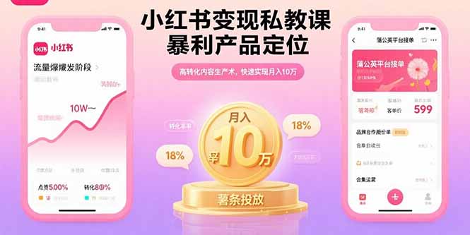 小红书变现私教课，暴利产品定位，高转化内容生产术，快速实现月入10万 - 搞薯条网-搞薯条网