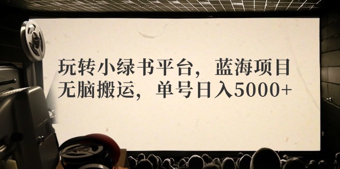 玩转小绿书平台，蓝海项目，无脑搬运，单号日入5000+ - 搞薯条网-搞薯条网