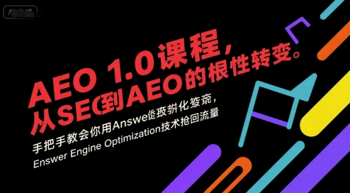 AEO 1.0 课程，从SEO到AE0的基命性转变，手把手教会你用AnswerEngineOptimization技术抢回流量 - 搞薯条网-搞薯条网