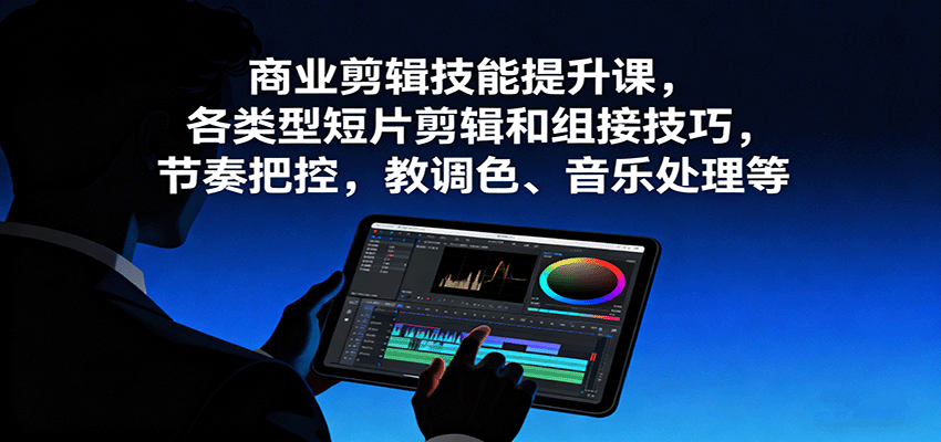 商业剪辑技能提升课,各类型短片剪辑和组接技巧,节奏把控,教调色、音乐处理等-搞薯条网