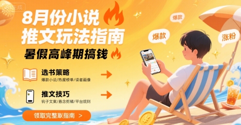 8月份小说推文玩法指南，暑假高峰期搞钱 - 搞薯条网-搞薯条网