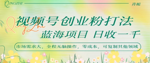 视频号创业粉打法，日入1k，蓝海项目，市场需求大，全程无脑操作，可复制 - 搞薯条网-搞薯条网