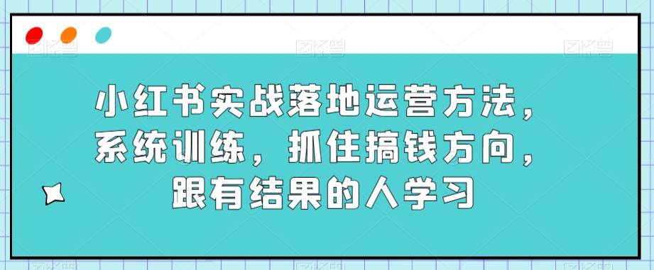小红书实战落地运营方法，系统训练，抓住搞钱方向，跟有结果的人学习 - 搞薯条网-搞薯条网