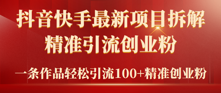 (9447期)2024年抖音快手最新项目拆解视频引流创业粉，一天轻松引流精准创业粉100+ - 搞薯条网-搞薯条网