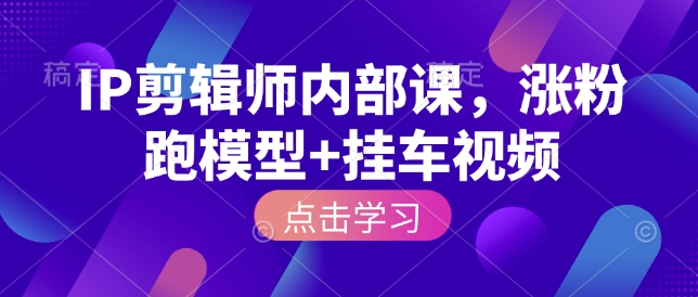 IP剪辑师内部课，涨粉跑模型+挂车视频 - 搞薯条网-搞薯条网