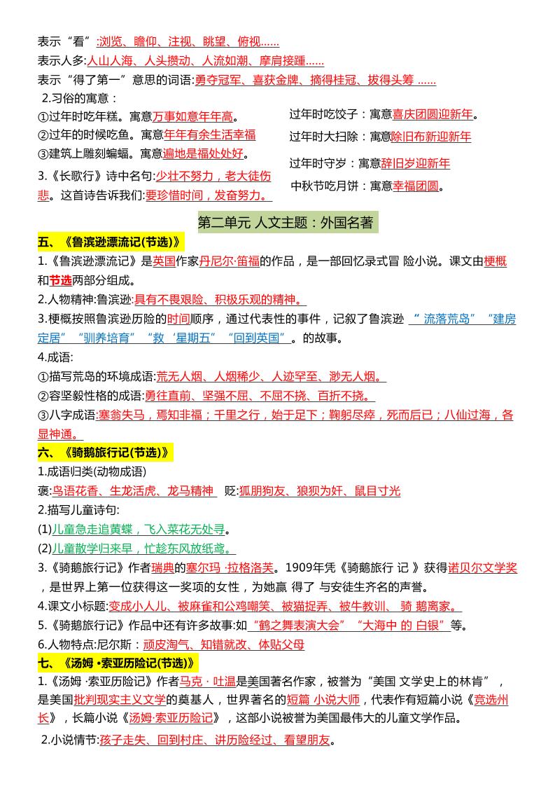 六年级下语文1-8单元常考知识点总结 - 搞薯条网-搞薯条网