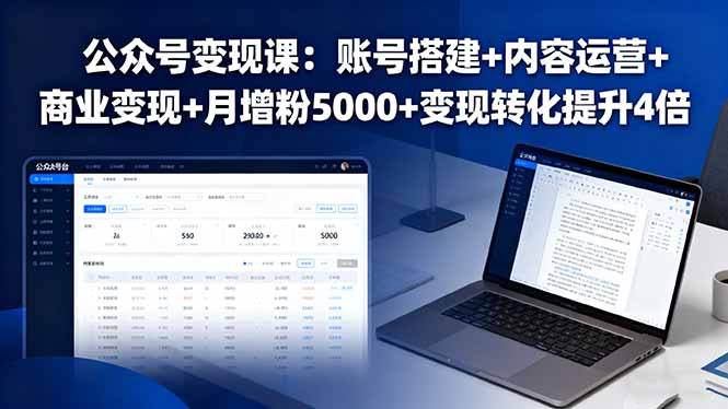 公众号变现课：账号搭建+内容运营+商业变现+月增粉5000+变现转化提升4倍 - 搞薯条网-搞薯条网