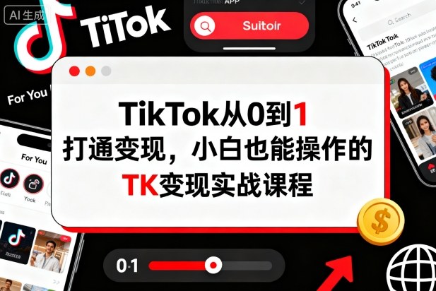 TikTok从0到1打通变现,小白也能操作的TK变现实战课程-搞薯条网