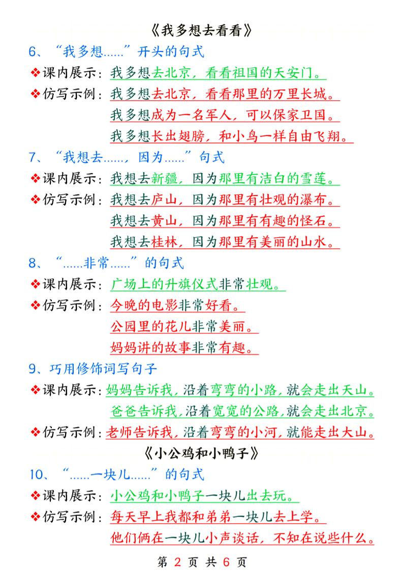 25春新一下语文课内句子仿写6页 - 搞薯条网-搞薯条网