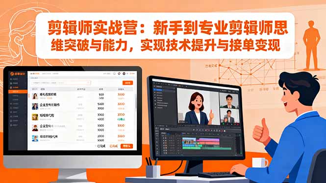 剪辑师实战营:新手到专业剪辑师思维突破与能力,实现技术提升与接单变现-搞薯条网