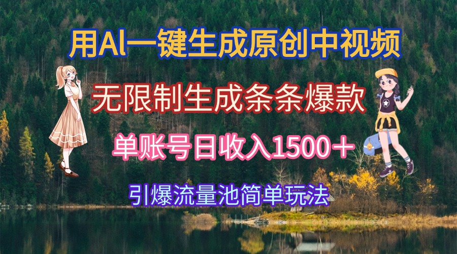 用Al一键生成原创中视频，无限制生成条条爆款，单账号日收入1500＋引爆… - 搞薯条网-搞薯条网