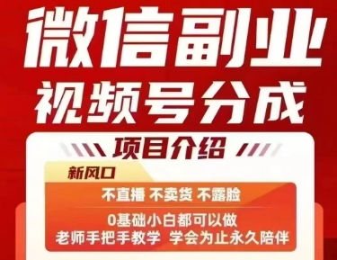微信副业视频号分成，不直播 不卖货 不露脸，三五分钟即可完成一条作，每日收益几十、几张不等 - 搞薯条网-搞薯条网