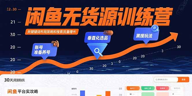 闲鱼无货源训练营：账号准备养号/垂直化选品/黑搜玩法，0基础30天盈利指南 - 搞薯条网-搞薯条网