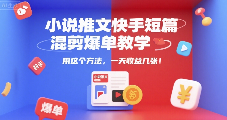 小说推文快手短篇混剪爆单教学，用这个方法，一天收益几张 - 搞薯条网-搞薯条网