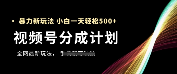 视频号分成计划，全网最暴力玩法，新手一天也能轻松5张+ - 搞薯条网-搞薯条网