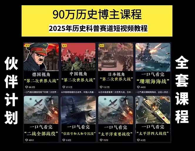 图片[1]-短视频历史赛道实战教程，手机电脑双端剪辑教程和账号运营指南与变现技巧 - 搞薯条网-搞薯条网