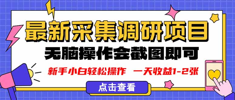 新版采集调研项目,截图上传即可,无脑操作,日收益1-2张-搞薯条网