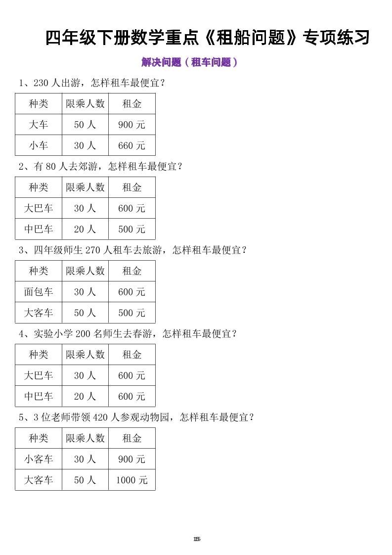 四年级下数学租船问题 - 搞薯条网-搞薯条网