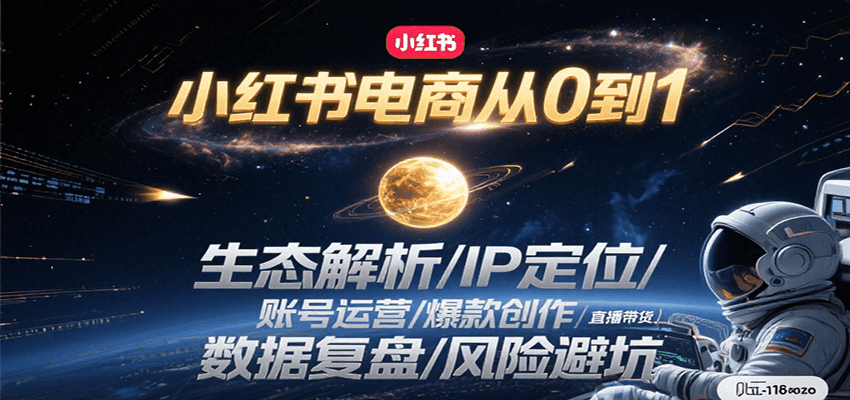 小红书电商从0到1：生态解析/IP定位/ 账号运营/爆款创作/直播带货/数据复盘/风险避坑 - 搞薯条网-搞薯条网