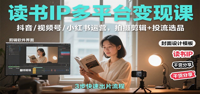 读书IP多平台变现课：抖音/视频号/小红书运营，拍摄剪辑+投流选品 - 搞薯条网-搞薯条网