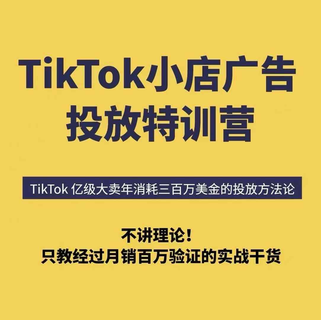 TikTok小店广告投放特训营，6天破局计划专治各种“投不动”，教你经过月销百万验证的实战干货 - 搞薯条网-搞薯条网